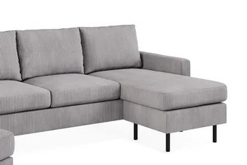 Peppe Soffgrupp 3-sits Vändbar L-formad Divansoffa + Fåtölj + Fotpall i Manchester - Mörkgrå - Products - Möbler - Soffa - Soffgrupp