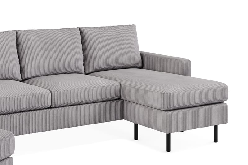 Peppe Soffgrupp 3-sits Vändbar L-formad Divansoffa + Fåtölj + Fotpall i Manchester - Mörkgrå - Products - Möbler - Soffa - Soffgrupp
