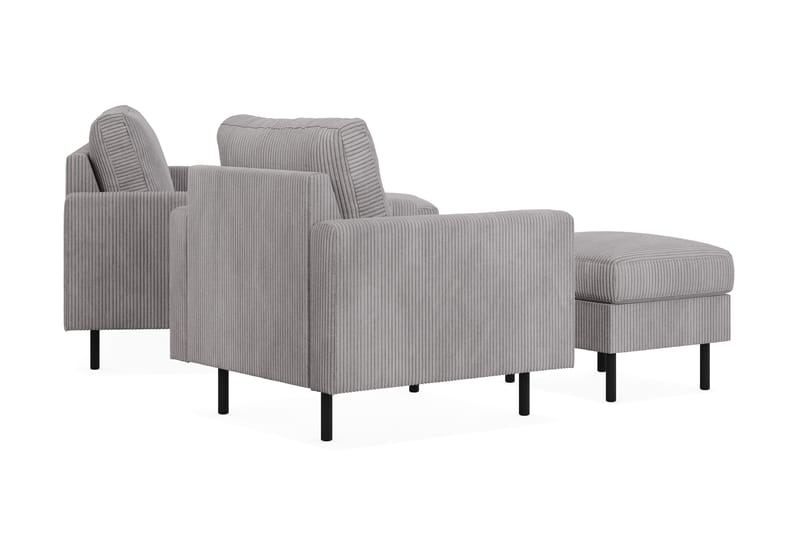 Peppe Soffgrupp 3-sits Vändbar L-formad Divansoffa + Fåtölj + Fotpall i Manchester - Mörkgrå - Products - Möbler - Soffa - Soffgrupp