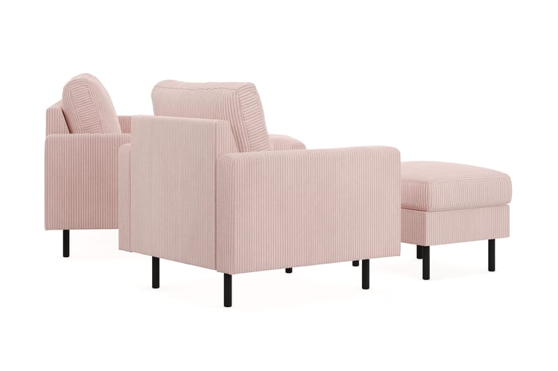 Peppe Soffgrupp 3-sits Vändbar L-formad Divansoffa + Fåtölj + Fotpall i Manchester - Rosa - Products - Möbler - Soffa - Soffgrupp