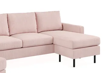 Peppe Soffgrupp 3-sits Vändbar L-formad Divansoffa + Fåtölj + Fotpall i Manchester - Rosa - Products - Möbler - Soffa - Soffgrupp