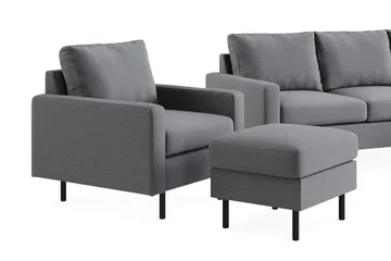 Peppe Soffgrupp 3-sits Vändbar L-formad Divansoffa + Fåtölj + Fotpall i Tyg - Ljusgrå - Products - Möbler - Soffa - Soffgrupp