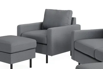 Peppe Soffgrupp 3-sits Vändbar L-formad Divansoffa + Fåtölj + Fotpall i Tyg - Ljusgrå - Products - Möbler - Soffa - Soffgrupp