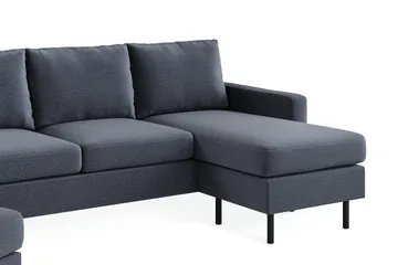 Peppe Soffgrupp 3-sits Vändbar L-formad Divansoffa + Fåtölj + Fotpall i Tyg - Mörkgrå - Products - Möbler - Soffa - Soffgrupp