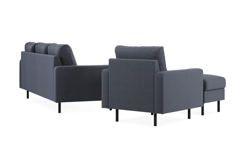 Peppe Soffgrupp 3-sits Vändbar L-formad Divansoffa + Fåtölj + Fotpall i Tyg - Mörkgrå - Products - Möbler - Soffa - Soffgrupp