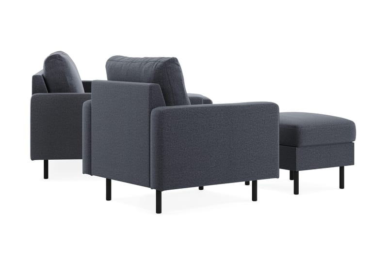 Peppe Soffgrupp 3-sits Vändbar L-formad Divansoffa + Fåtölj + Fotpall i Tyg - Mörkgrå - Products - Möbler - Soffa - Soffgrupp