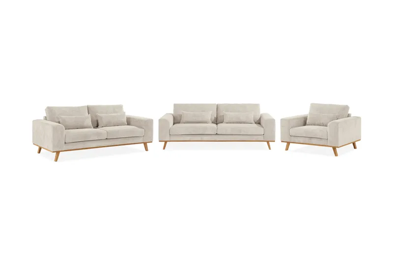 Copenhagen Soffgrupp 3-sits + 2-sits Soffa + Fåtölj i Manchester, Beige