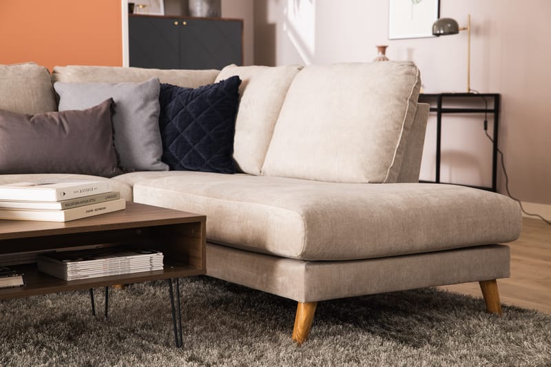 Trend Lyx 4-sits Högervänd U-formad Soffa med Divan och Schäslong i Tyg - Beige - Products - Möbler - Soffa - U-soffa