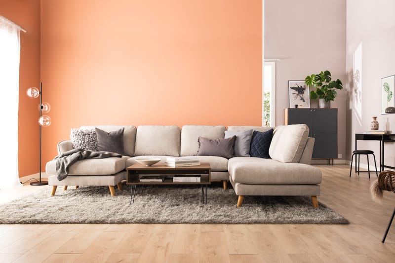 Trend Lyx 4-sits Högervänd U-formad Soffa med Divan och Schäslong i Tyg - Beige - Products - Möbler - Soffa - U-soffa