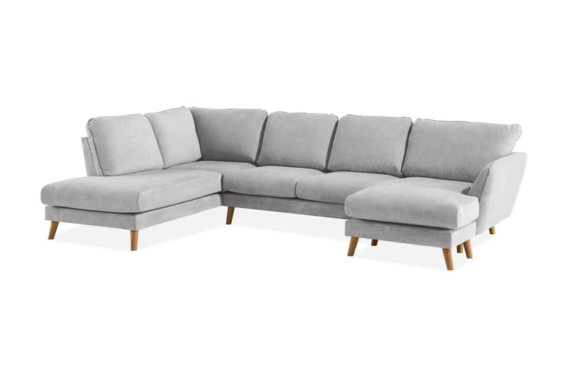 Trend Lyx 4-sits Vänstervänd U-formad Soffa med Divan och Schäslong i Tyg - Ljusgrå - Products - Möbler - Soffa - U-soffa
