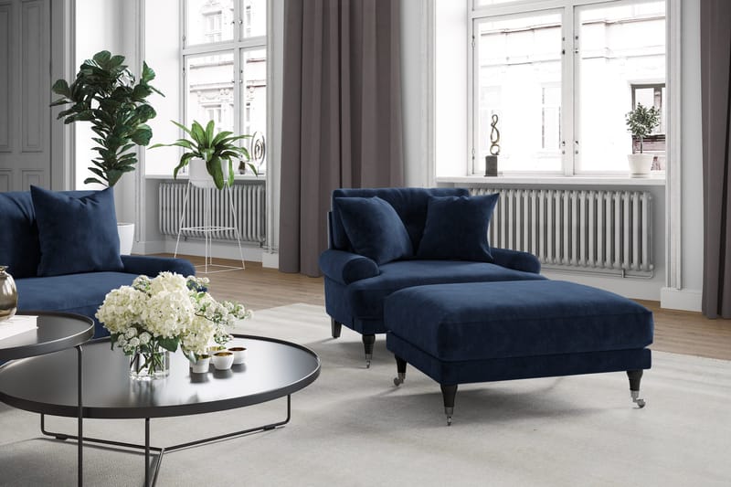 Andrew Loveseat Sammet - Midnattsblå/Krom - Products - Möbler - Fåtölj & stolar - Fåtölj