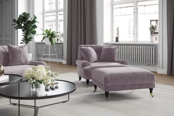 Andrew Fåtölj med Fotpall Sammet - Lila/Krom - Products - Möbler - Fåtölj & stolar - Fåtölj - Sammetsfåtölj