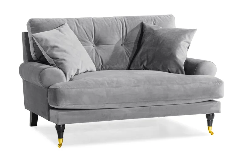 Andrew Loveseat Sammet, Silvergrå/Mässing