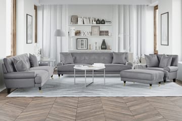 Andrew Loveseat Sammet - Silvergrå/Mässing - Products - Möbler - Fåtölj & stolar - Fåtölj - Sammetsfåtölj