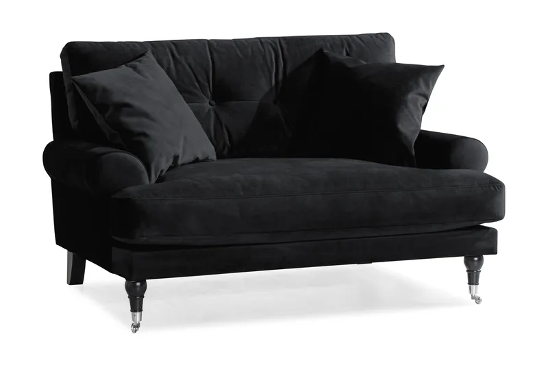 Andrew Loveseat Sammet, Svart/Krom