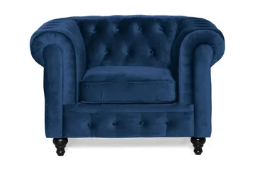 Chesterfield Lyx Stor skön djup sammetsfåtölj - Fåtölj till vardagsrum - Blå Sammet - Products - Möbler - Fåtölj & stolar - Fåtölj - Chesterfield fåtölj