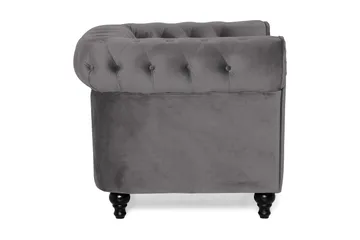 Chesterfield Lyx Stor skön djup sammetsfåtölj - Fåtölj till vardagsrum - Mörkgrå Sammet - Products - Möbler - Fåtölj & stolar - Fåtölj - Chesterfield fåtölj