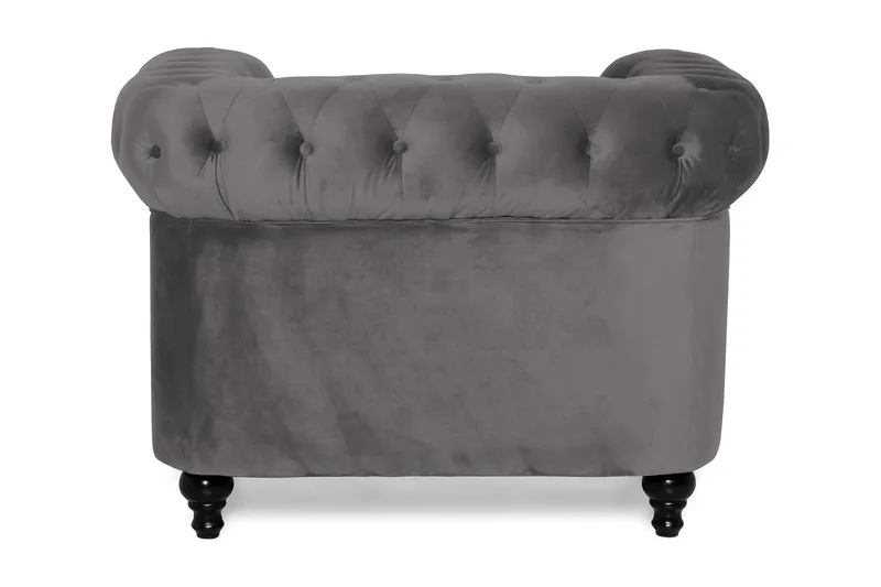 Chesterfield Lyx Stor skön djup sammetsfåtölj - Fåtölj till vardagsrum - Mörkgrå Sammet - Products - Möbler - Fåtölj & stolar - Fåtölj - Chesterfield fåtölj