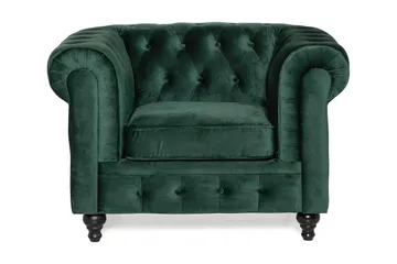 Chesterfield Lyx Stor skön djup sammetsfåtölj - Fåtölj till vardagsrum - Mörkgrön Sammet - Products - Möbler - Fåtölj & stolar - Fåtölj - Chesterfield fåtölj