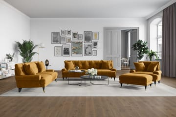 Andrew Fotpall Sammet - Amber/Mässing - Products - Möbler - Fåtölj & stolar - Pall & puff - Fotpallar