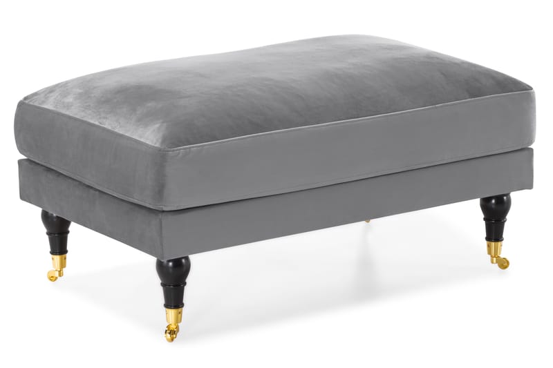 Andrew Fotpall Sammet - Silvergrå/Mässing - Products - Möbler - Fåtölj & stolar - Pall & puff - Fotpallar