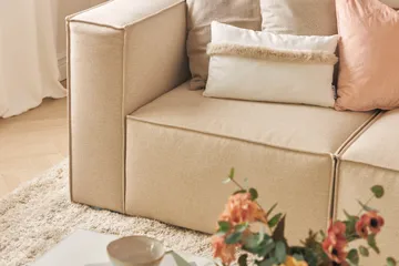 Cubo 1-sits  Rektangulär Fotpallsmodul i Tyg 80 cm bred - Beige - Products - Möbler - Fåtölj & stolar - Pall & puff - Fotpallar