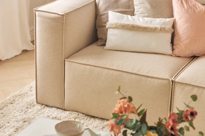 Cubo 1-sits  Rektangulär Fotpallsmodul i Tyg 80 cm bred - Beige - Products - Möbler - Fåtölj & stolar - Pall & puff - Fotpallar