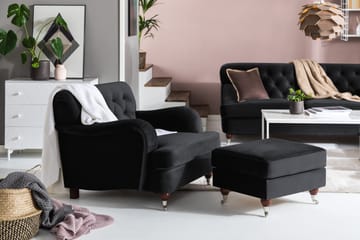 Howard Riviera Fotpall Sammet - Svart - Products - Möbler - Fåtölj & stolar - Pall & puff - Fotpallar