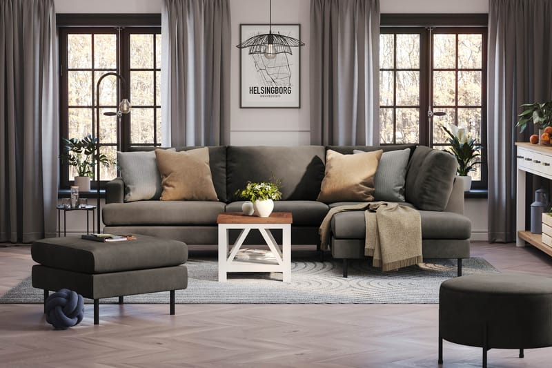 Menard Compact Fotpall 68 cm - Mörkgrå - Products - Möbler - Fåtölj & stolar - Pall & puff - Fotpallar