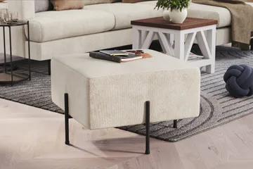 Menard Compact Sittpuff 60 cm Kvadratisk - Vit - Products - Möbler - Fåtölj & stolar - Pall & puff - Sittpuff