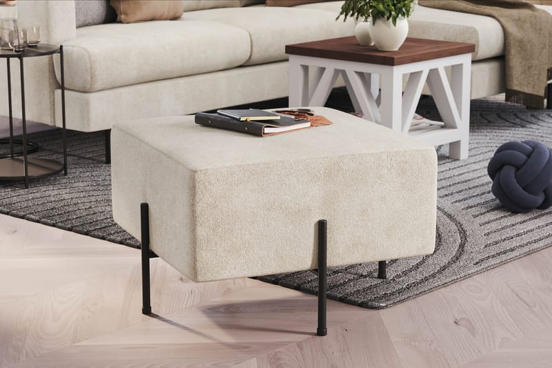 Menard Compact Sittpuff 60 cm Kvadratisk - Vit - Products - Möbler - Fåtölj & stolar - Pall & puff - Sittpuff