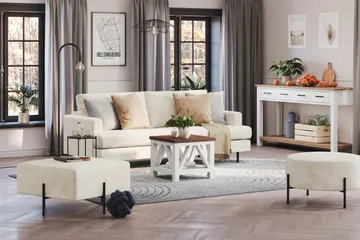 Menard Compact Sittpuff 70 cm Kvadratisk - Vit - Products - Möbler - Fåtölj & stolar - Pall & puff - Sittpuff