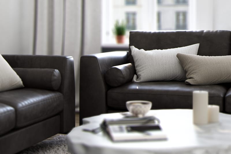 Ocean Lyx Fotpall - Svart/Läder - Products - Möbler - Fåtölj & stolar - Pall & puff - Fotpallar