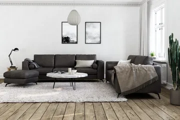 Ocean Lyx Fotpall - Svart/Läder - Products - Möbler - Fåtölj & stolar - Pall & puff - Fotpallar