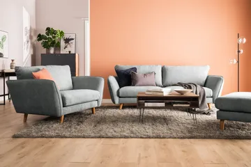 Trend Lyx Fotpall - Grå/Ek - Products - Möbler - Fåtölj & stolar - Pall & puff - Fotpallar