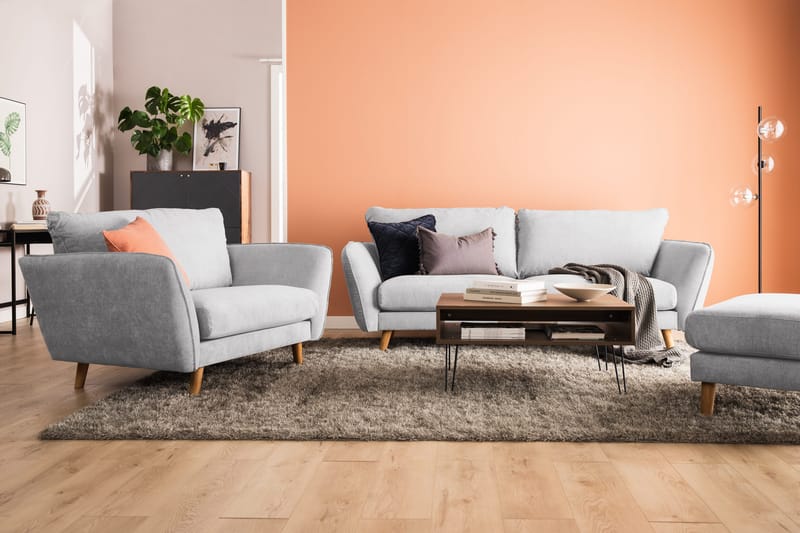 Trend Lyx Fotpall - Ljusgrå/Ek - Products - Möbler - Fåtölj & stolar - Pall & puff - Fotpallar