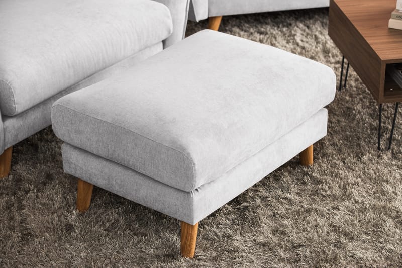 Trend Lyx Fotpall - Ljusgrå/Ek - Products - Möbler - Fåtölj & stolar - Pall & puff - Fotpallar