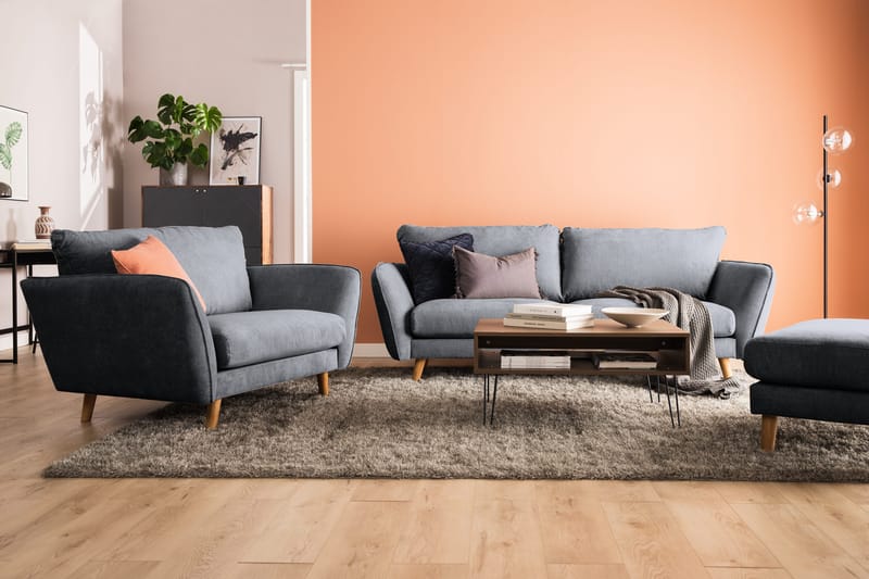 Trend Lyx Fotpall - Mörkgrå/Ek - Products - Möbler - Fåtölj & stolar - Pall & puff - Fotpallar