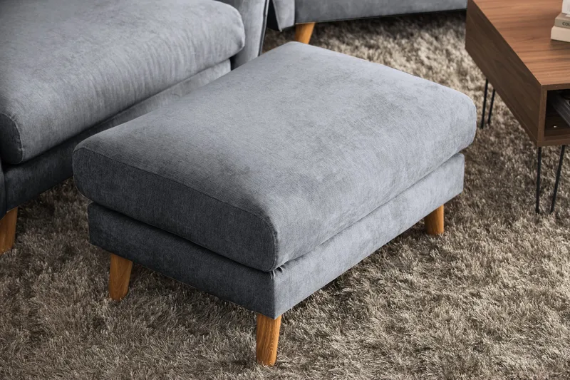 Trend Lyx Fotpall - Mörkgrå/Ek - Products - Möbler - Fåtölj & stolar - Pall & puff - Fotpallar