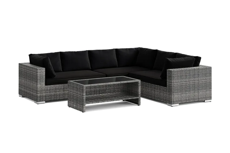 Bahamas L-formad utesoffa höger, 6-sits med bord och hylla - Grå - Products - Utemöbler & utemiljö - Loungemöbler - Loungeset & loungegrupp