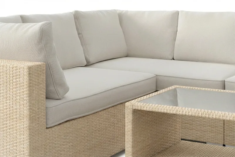 Bahamas L-formad utesoffa vänster, 6-sits med bord och hylla - Beige - Products - Utemöbler & utemiljö - Loungemöbler - Loungeset & loungegrupp