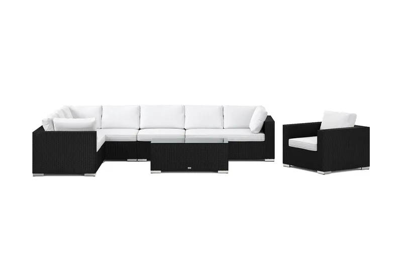 Bahamas utomhus L-soffa vänster 8-sits med fåtölj och bord - Svart - Products - Utemöbler & utemiljö - Loungemöbler - Loungeset & loungegrupp