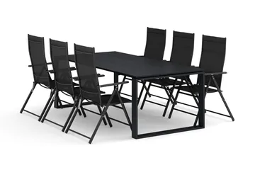 Devon utomhus matgrupp 210x100 cm med 6 positionsstolar - Svart - Products - Utemöbler & utemiljö - Utegrupp - Matgrupp utomhus