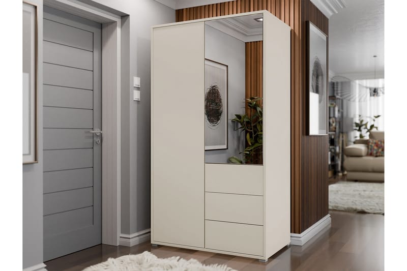 Agawal Garderob med Spegel 100x178 cm - Beige - Products - Förvaring - Garderober & garderobssystem