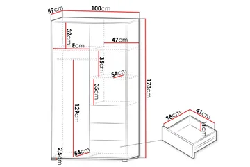 Agawal Garderob med Spegel 100x178 cm - Beige - Products - Förvaring - Garderober & garderobssystem