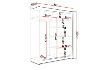 Camino Garderob 150x58x200 cm LED-belysning - Brun - Products - Förvaring - Garderober & garderobssystem