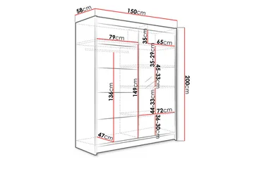 Camino Garderob 58x150 cm LED-belysning - Svartvit - Products - Förvaring - Garderober & garderobssystem