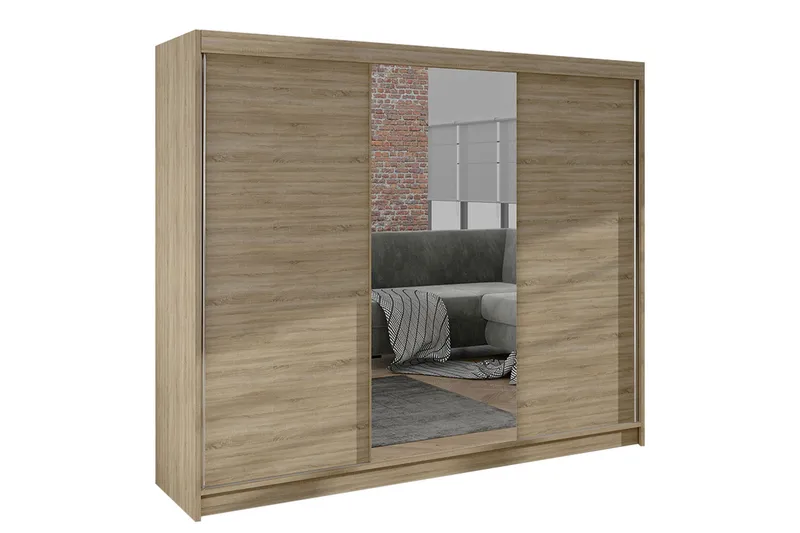 Cyria Garderob med Spegel 200x215 cm - Beige - Products - Förvaring - Garderober & garderobssystem