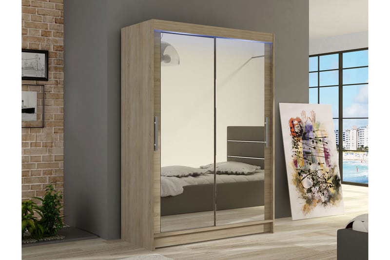 Estella Garderob med Spegel 120x200 cm - Beige - Products - Förvaring - Garderober & garderobssystem