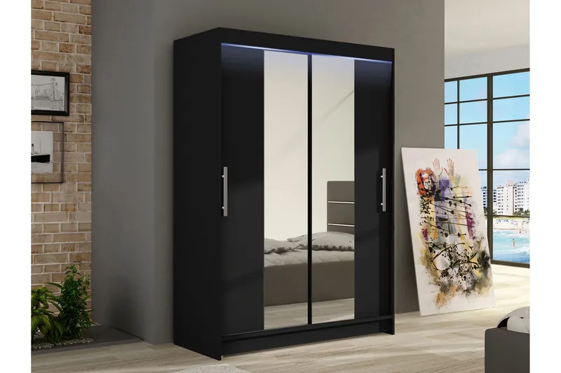 Estella Garderob med Spegel 120x200 cm - Svart - Products - Förvaring - Garderober & garderobssystem